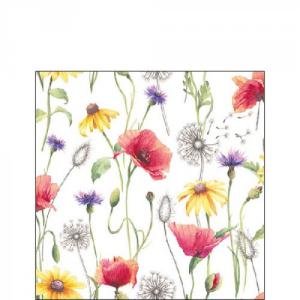 Virágos rét, AMB.12515890 Poppy Meadow papírszalvéta 25x25cm, 20db-os