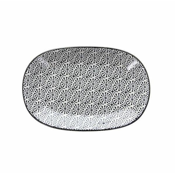 Tognana CHAKRA porcelán ovál tál 28cm fekete-fehér