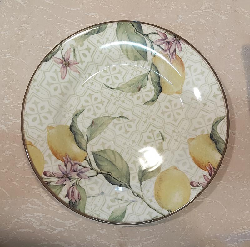 Tognana citrom mintás lapos tányér, kerámia, 18,5cm