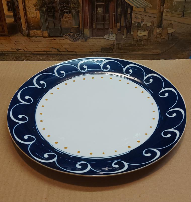 Tognana Kék örvény porcelán lapos tányér, 27cm
