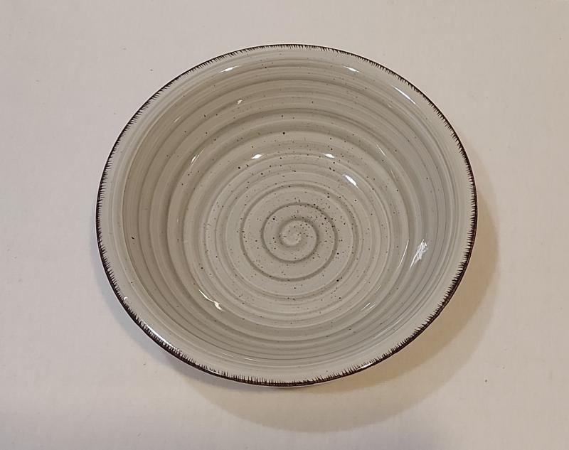 Tognana Louise Corinne kerámia szürke tányér, cirmos szélű, 1db