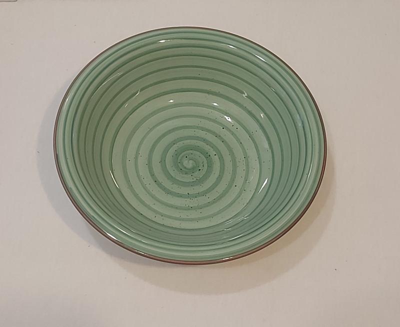 Tognana Louise Corinne kerámia zöld tányér, csík a szélén, 1db