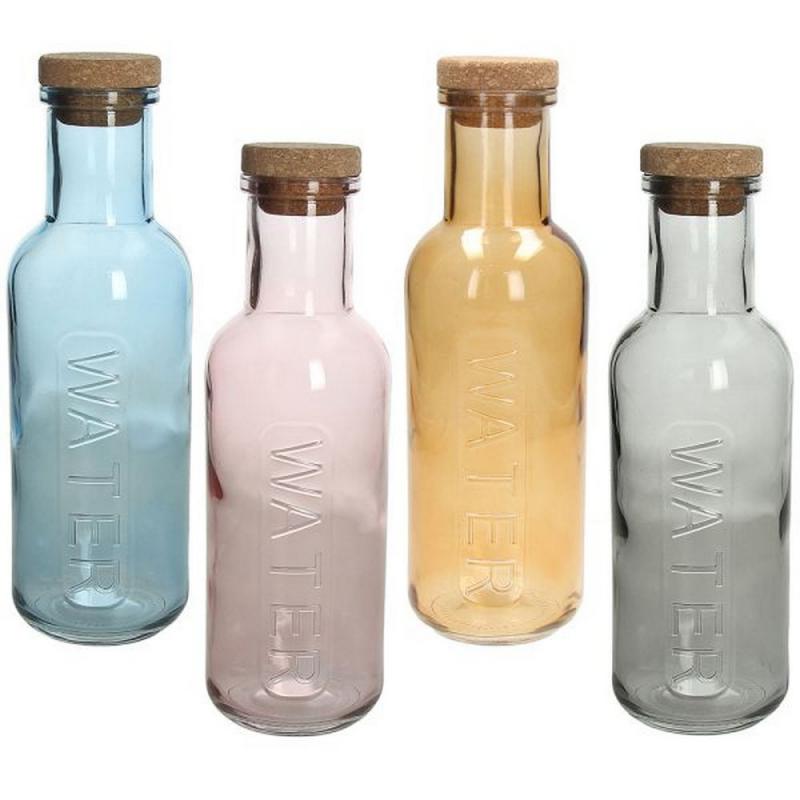 Tognana POP SZÍNES üveg palack 1l, kék, rózsaszín, sárga, szürke, 1db