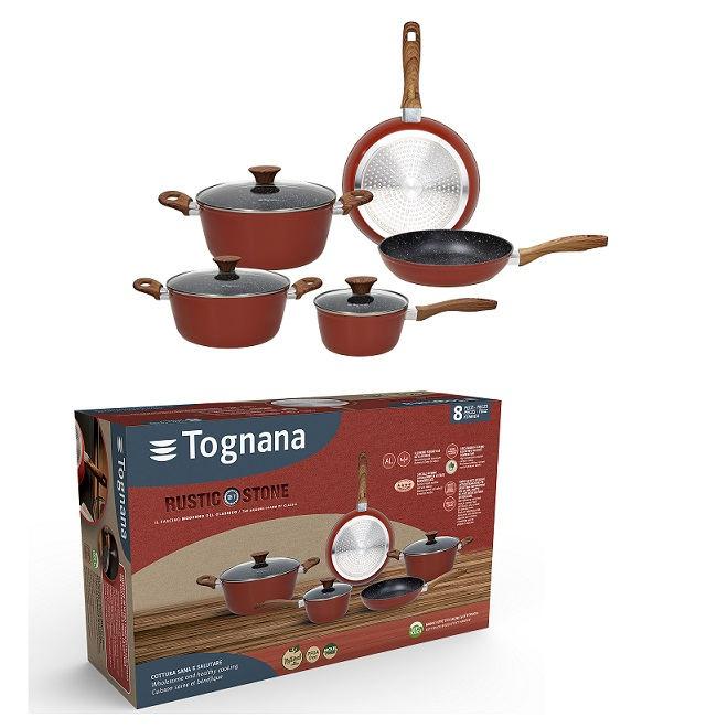 Tognana RUSTIC STONE edénykészlet 8db indukciós narancspiros