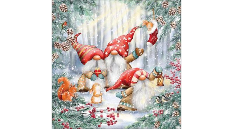 Törpés AMB.33317895 Gnomes snowy forest papírszalvéta 33x33cm, 20db-os