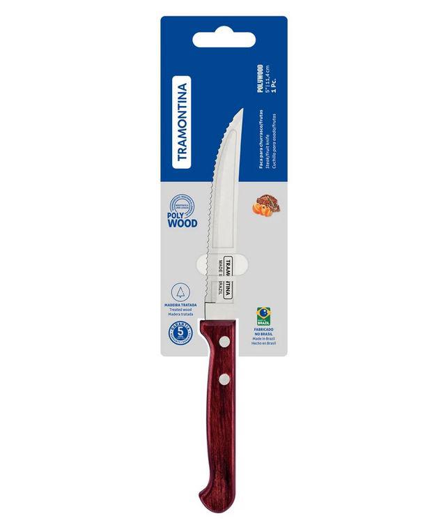 TRAMONTINA POLYWOOD STEAK- ÉS GYÜMÖLCSKÉS RM. ACÉL PENGÉVEL ÉS Piros FA NYÉLLEL, 21122/175