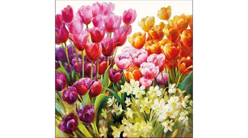 Tulipános szalvéta, AMB.13314960 Tulips papírszalvéta 33x33cm, 20db-os