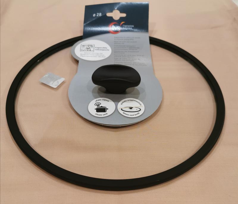 TVS Origine üveg fedő, 28 cm, szilikon peremes, 147031