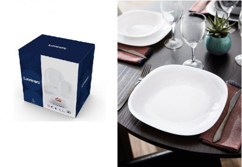 új LUMINARC CARINE fehér 19 részes üveg étkészlet, 502628