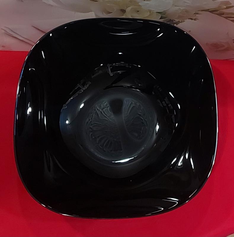 új LUMINARC CARINE salátás tál, fekete, szögletes, 24x24cm