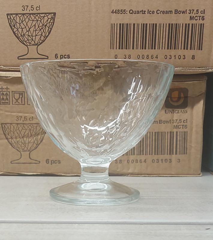 Uniglass Quartz fagylaltkehely, talpas, üveg, 37,5 cl, 1db