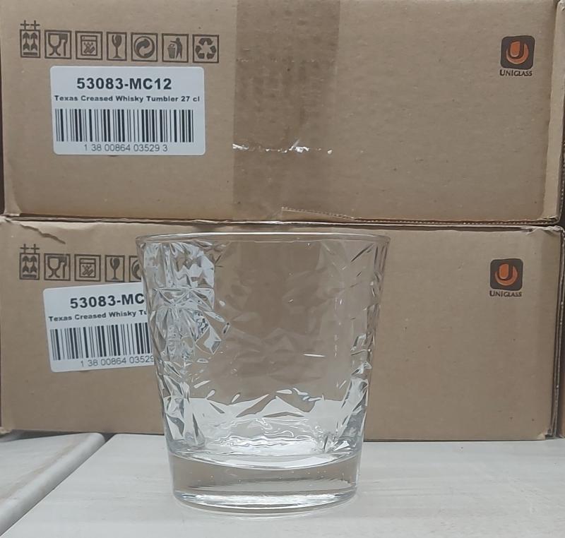 Uniglass Texas Creased Whiskys pohár, 27cl, üveg, 1db