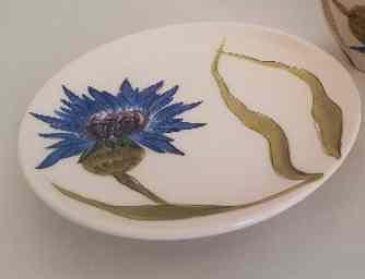 Vanilia Kerámia 11-06 Búzavirágos kávésalj,dia14,5 cm,kerámia ,kézzel festett, V.K.11-06