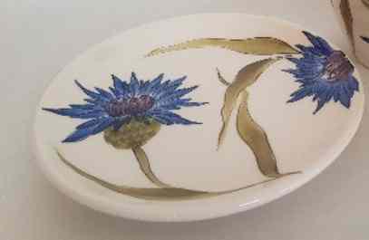 Vanilia Kerámia 11-08 Búzavirágos teásalj,dia.17 cm,kerámia,kézzel festett, V.K.11-08