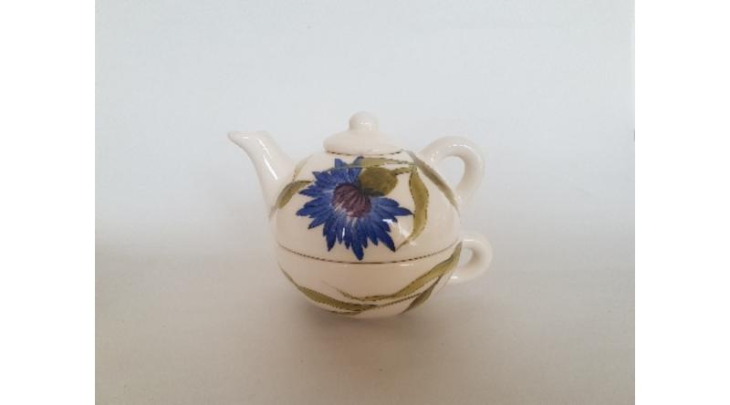 Vanilia Kerámia 11-17 Búzavirágos egyszemélyes teás,0,25l,kerámia,kézzel festett, V.K.11-17