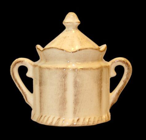 Vanilia Kerámia 27-03, Romantik cukortartó,natur,kerámia,kézzel festett, V.K.27-03