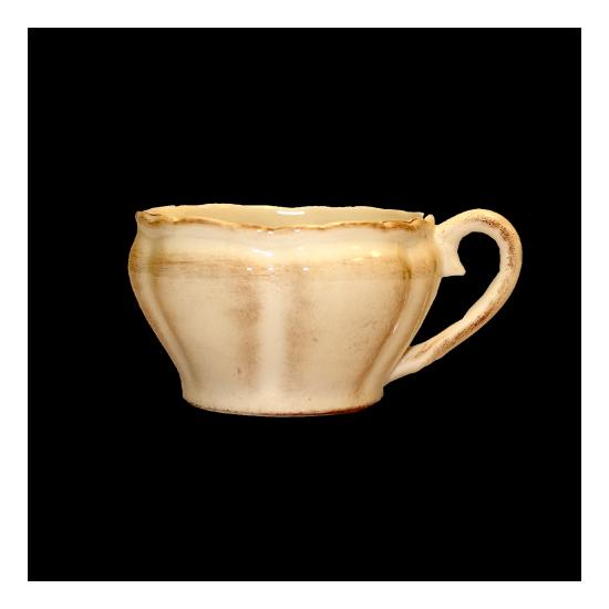 Vanilia Kerámia 27-05, Romantik kávéscsésze, natur,kerámia,kézzel festett, V.K.27-05