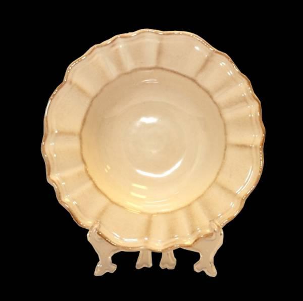 Vanilia Kerámia 27-24, Romantik mélytányér natur,kerámia,kézzel festett, V.K.27-24