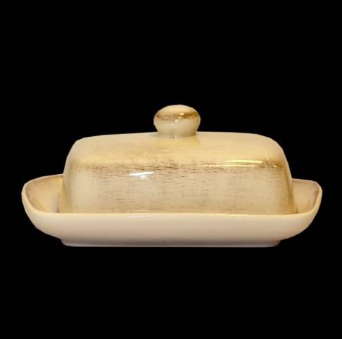 Vanilia Kerámia 27-35, Romantik vajtartó,natur,kézzel festett, sima vagy fodros szélű, V.K.27-35