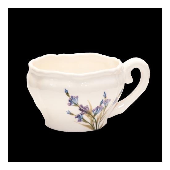 Vanilia Kerámia 28-07, Romantik festett teáscsésze levendula,kerámia, 4,5 dl, V.K.28-07