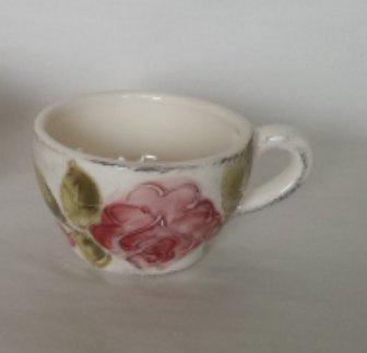 Vanilia Kerámia 30-05, Domború mintás kávéscsésze,virágos bordó,kerámia, V.K.30-05