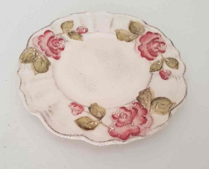 Vanilia Kerámia 30-26 Domború mintás desszerttányér,virágos bordó, V.K.30-26