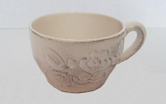 Vanilia Kerámia 31-07-02, Domború mintás teáscsésze,virágos natur,kerámia, V.K.31-07-02