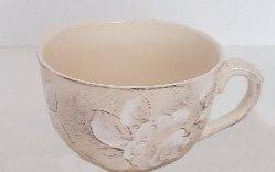 Vanilia Kerámia 31-09, Domború mintás jumbobögre,virágos natur,kerámia, V.K.31-09