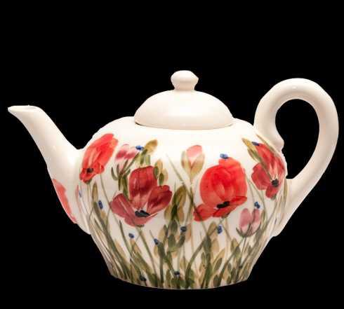 Vanilia Kerámia 43-01 Tele virágos kanna,pipacs,kerámia,kézzel festett, V.K.43-01