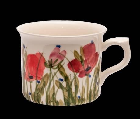 Vanilia Kerámia 43-09 Tele virágos nagyibögre,pipacs,kerámia,kézzel festett, V.K.43-09