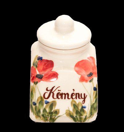 Vanilia Kerámia 43-21, Televirágos fűszertartó kicsi,pipacs, 11,5cm, választható felirat, V.K.43-21