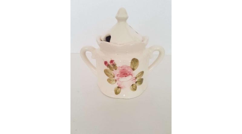 Vanilia Kerámia 44-03-01, Romantik Rózsás méztartó csurgatóval, V.K.44-03-01