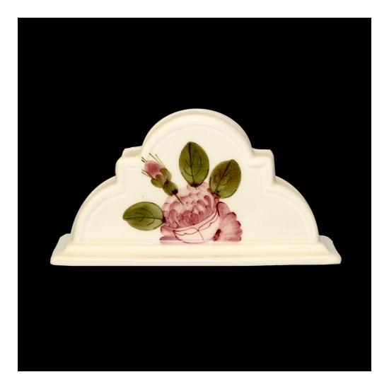 Vanilia Kerámia 44-04, Romantik rózsás kézzel festett kerámia szalvétatartó, rózsás,   V.K.44-04