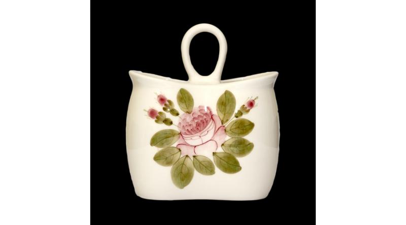 Vanilia Kerámia 44-13 Romantik rózsás álló fakanáltartó,kerámia,kézzel festett, V.K.44-13