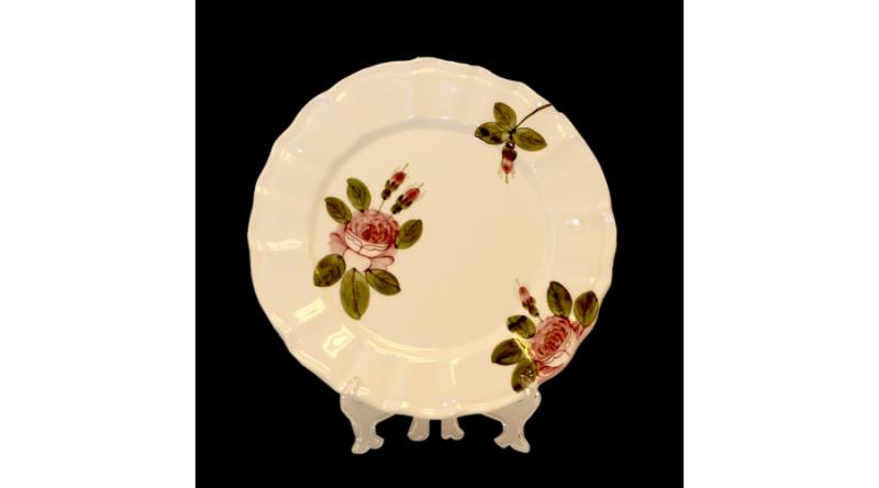 Vanilia Kerámia 44-26 Romantik rózsás desszerttányér,kerámia,kézzel festett, V.K.44-26