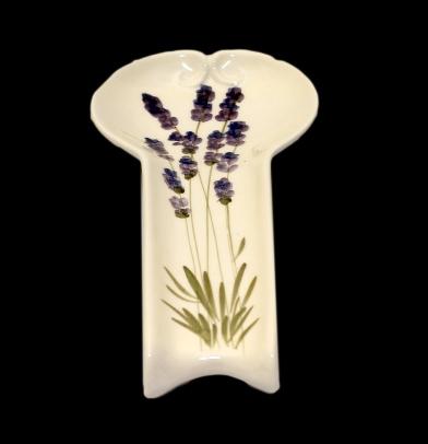 Vanilia Kerámia 52-11 Violin levendulás lapos fakanáltartó,kerámia,kézzel festett, V.K.52-11