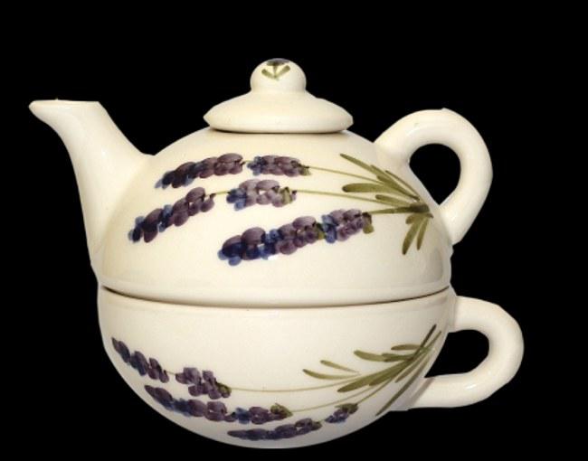 Vanilia Kerámia 52-17 Violin levendulás egyszemélyes teás,kerámia,kézzel festett, V.K.52-17