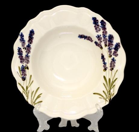 Vanilia Kerámia 52-24 Violin levendulás mélytányér,kerámia,kézzel festett, 24cm, V.K.52-24