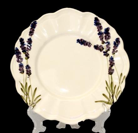 Vanilia Kerámia 52-26 Violin levendulás desszerttányér,kerámia,kézzel festett,22cm, V.K.52-26