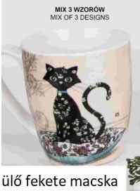 V.B.18106 Koty porcelánbögre 360ml, Cicás, (ülő fekete macska) Veroni, 1db