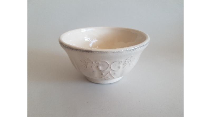 V.K.34-12-01 Romantik csipkés müzlistál kicsi,dia13 x7,5 cm,natur,kerámia,kézzel festett