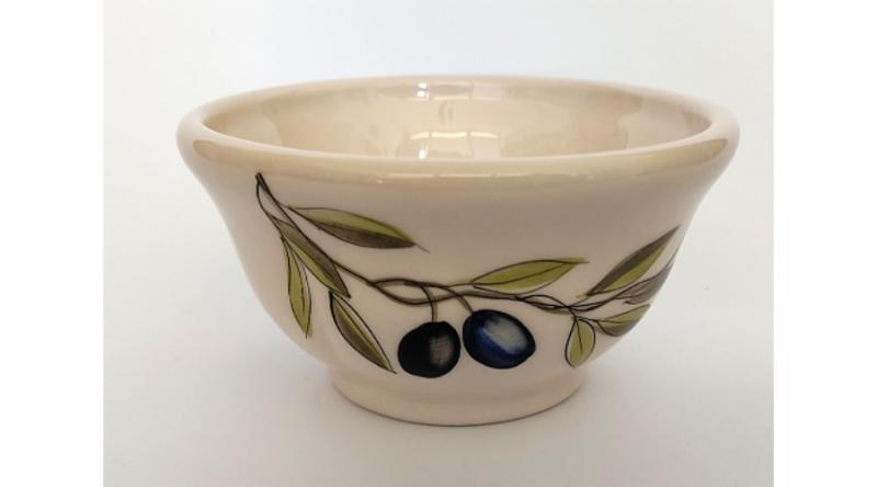 V.K.36-12-02 Violin olajbogyós műzlistál kicsi,0,3l , kerámia, kézzel festett