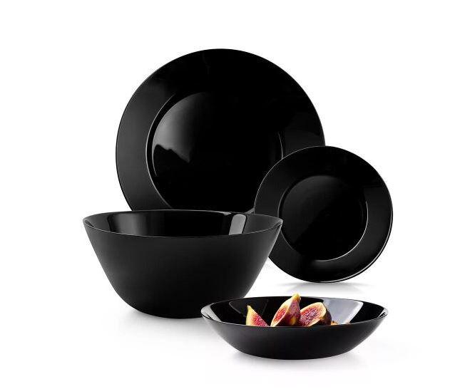 ZELIE BLACK 19 részes, fekete üveg étkészlet