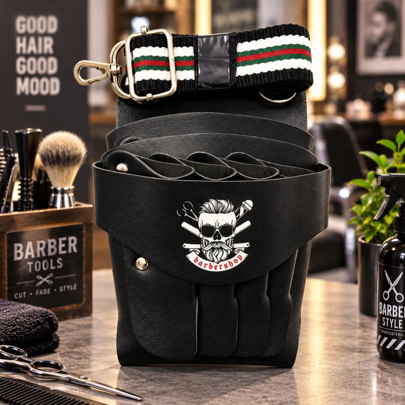 Barber Ollótartó Táska GB627A-6 – Fekete, Barbershop Mintával