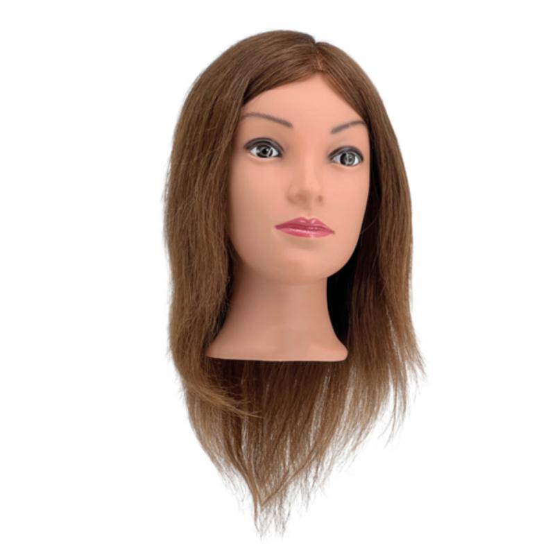 Bella babafej természetes hajjal, 35 cm, középbarna (1142)
