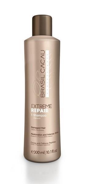 Brasil Cacau Extreme Repair 1 Sampon – Regeneráló sampon töredezett, igénybevett hajra 300 ml