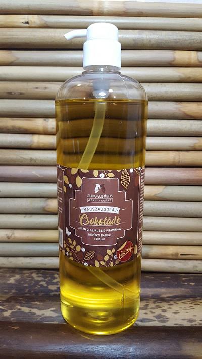 Csokoládé masszázsolaj argánolajjal és E-vitaminnal 1000ml + adagoló pumpa