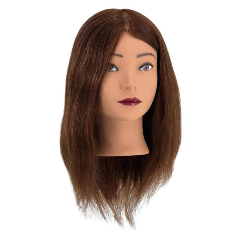 Franca babafej természetes hajjal, 40 cm, középbarna (1630)