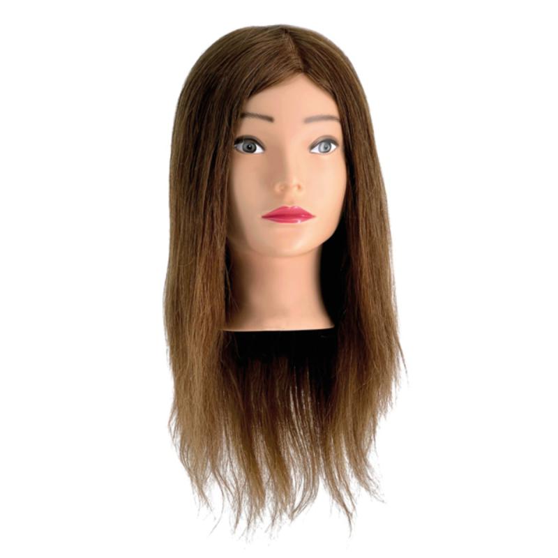 Gina babafej természetes hajjal, 35 cm, középbarna (1620)