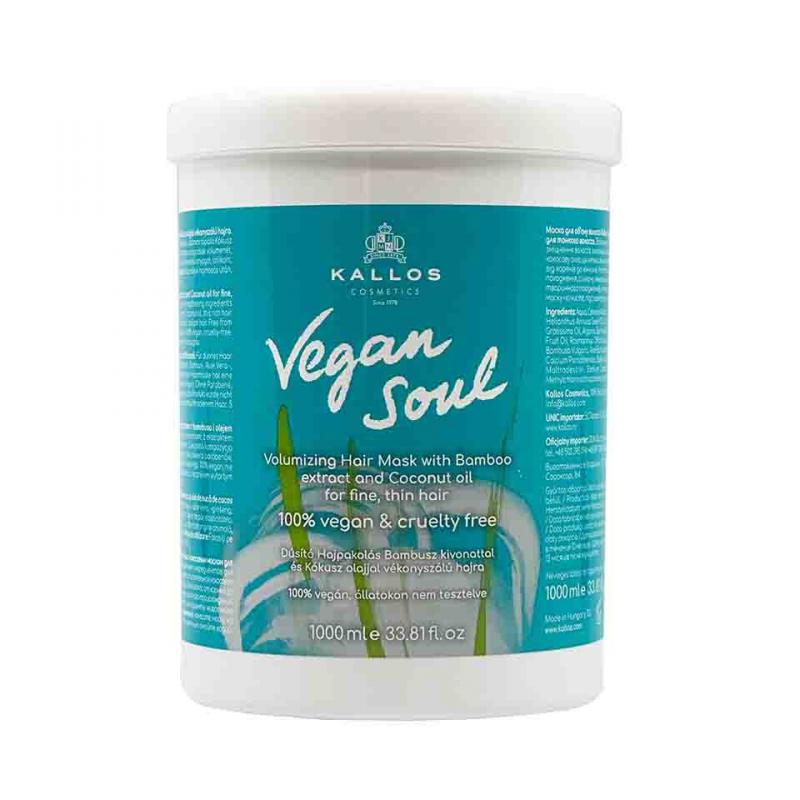 Kallos Vegan Soul Dúsító Hajpakolás Bambusz Kivonattal és Kókusz Olajjal Vékonyszálú Hajra 1000ml (1KCLA1681)